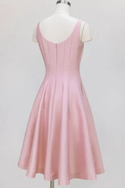 Rosa A-Line Spaghetti Straps Midi Vestido de Noiva