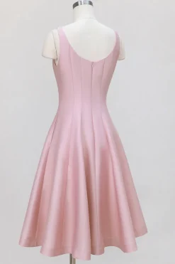 Rosa A-Line Spaghetti Straps Midi Vestido de Noiva