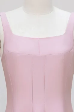 Rosa A-Line Spaghetti Straps Midi Vestido de Noiva