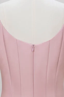 Rosa A-Line Spaghetti Straps Midi Vestido de Noiva