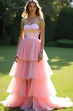 Rosa A-Line Strapless Ruffles Tule Ball Gown