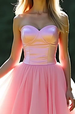 Rosa A-Line Strapless Ruffles Tulle Long Prom Dress