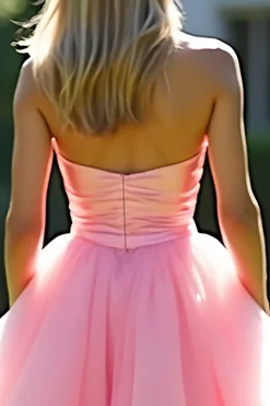 Rosa A-Line Strapless Ruffles Tulle Long Prom Dress