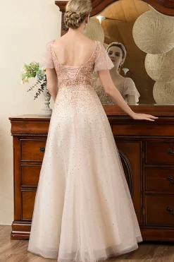 Rosa A-Line Vestido de Mãe de Noiva