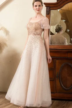 Rosa A-Line Vestido de Mãe de Noiva