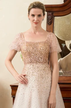 Rosa A-Line Vestido de Mãe de Noiva