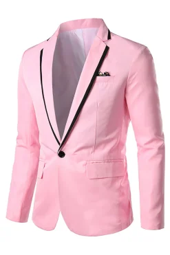 Rosa Blazer de Festa Lapela Entalhada