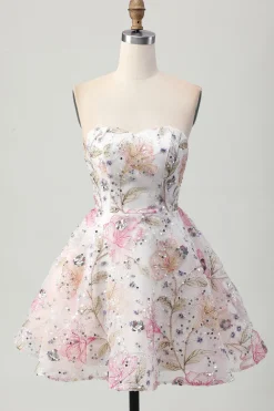 Rosa Brilhante De Baile/Princesa Mini Vestido Cocktail