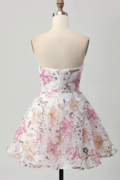 Rosa Brilhante De Baile/Princesa Mini Vestido Cocktail