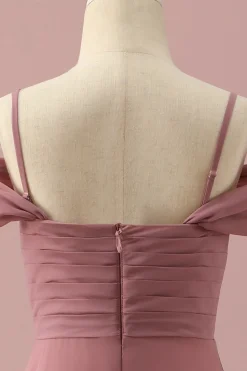 Rosa Cintas de Espaguete Vestido Dama de Honor Júnior