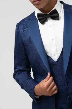 Rosa Claro 3 Peças Pico Lapela Jacquard Um Botão Homens Prom Ternos