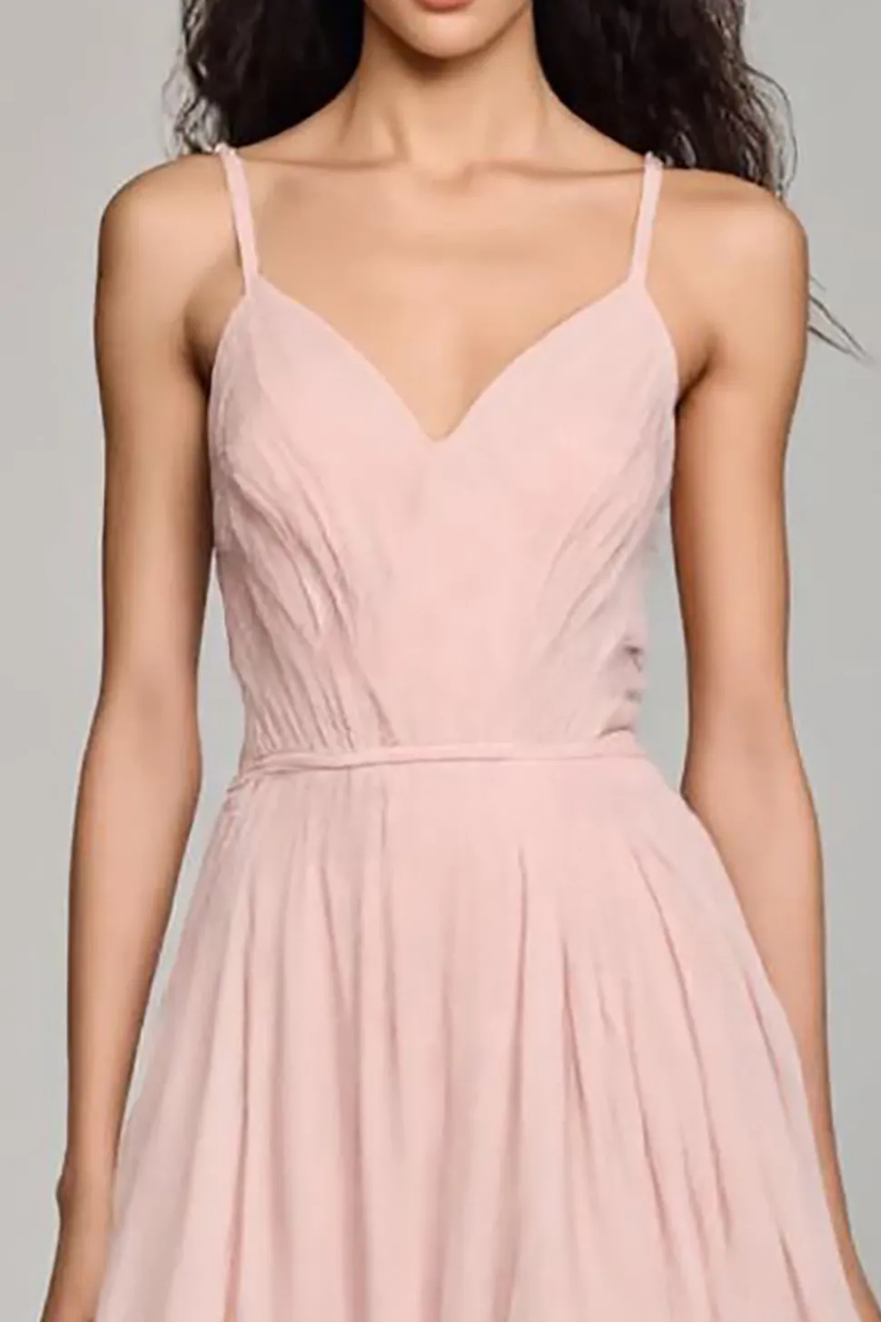Rosa Claro Chiffon A-Line Espaghetti Correias Vestido de Noite