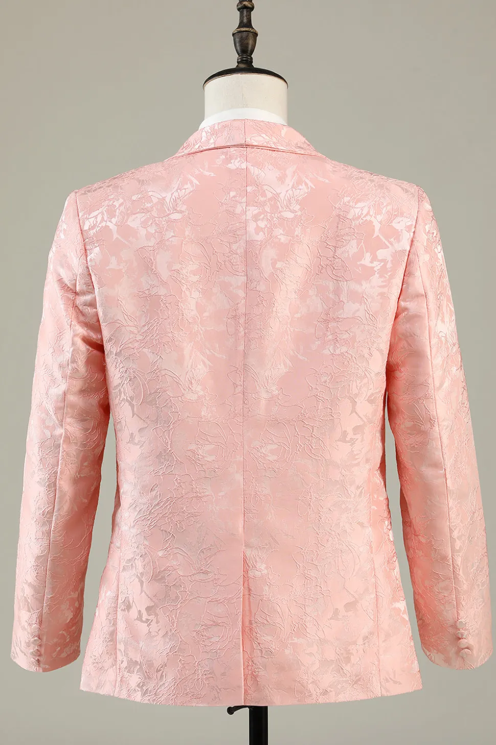 Rosa Claro Jacquard 2 Peças Lapela Shawl Um Botão Fato de Festa