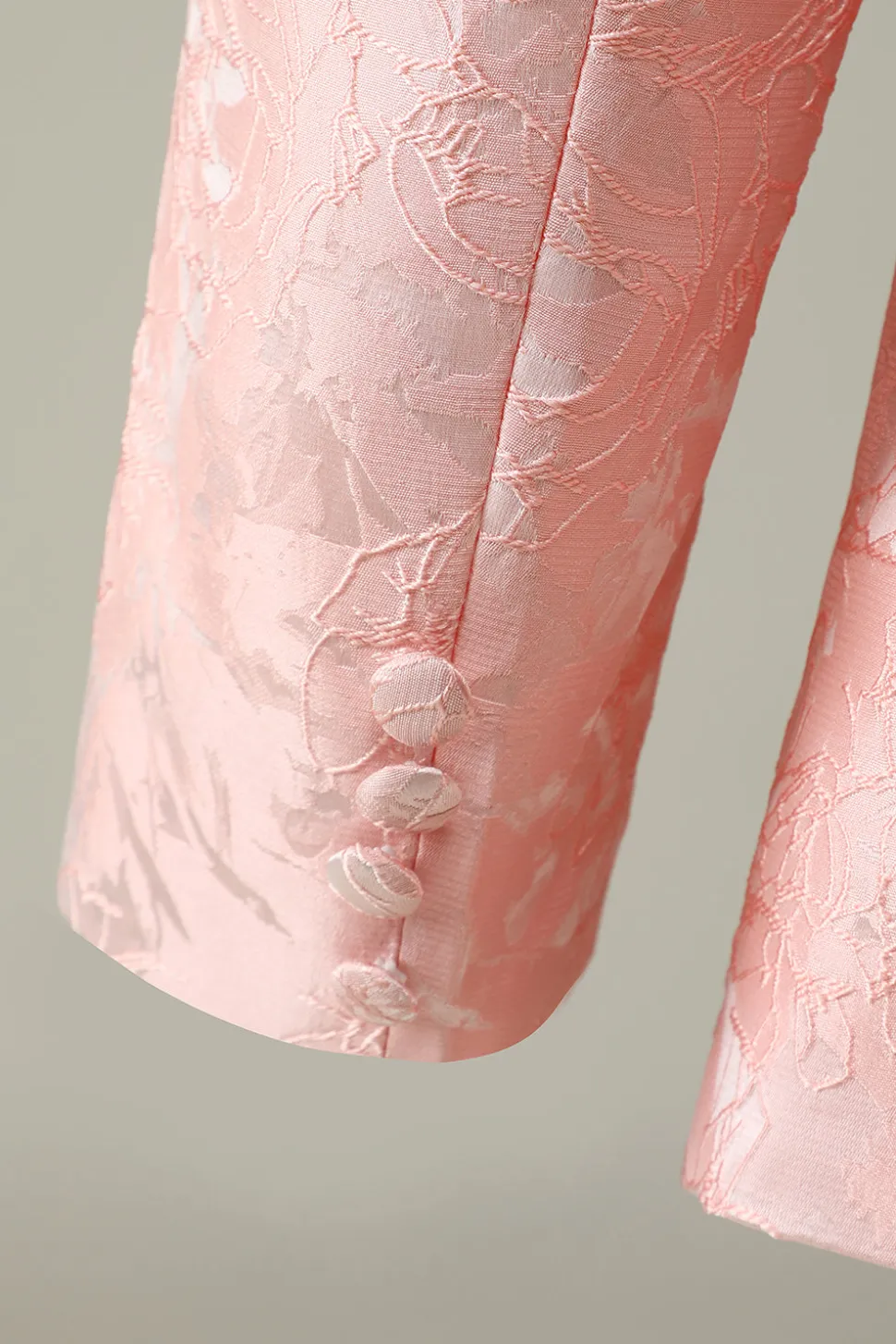 Rosa Claro Jacquard 2 Peças Lapela Shawl Um Botão Fato de Festa
