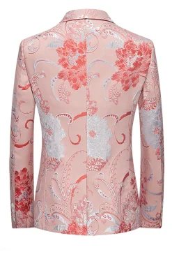 Rosa Claro Jacquard 2 Peças Notched Lapela Homens Prom Suits
