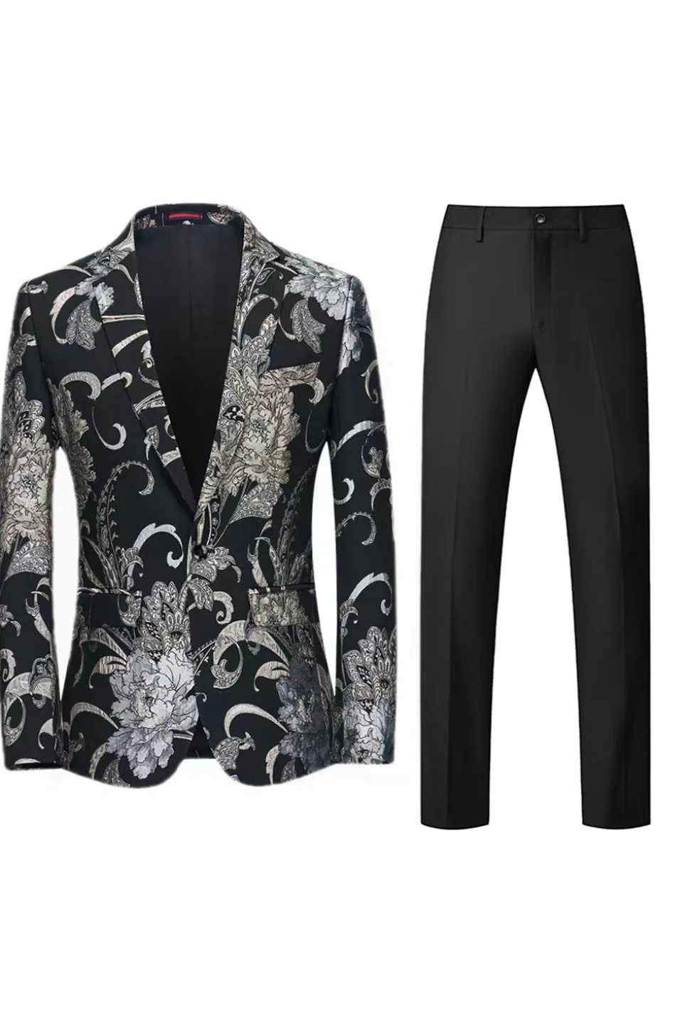Rosa Claro Jacquard 2 Peças Notched Lapela Homens Prom Suits