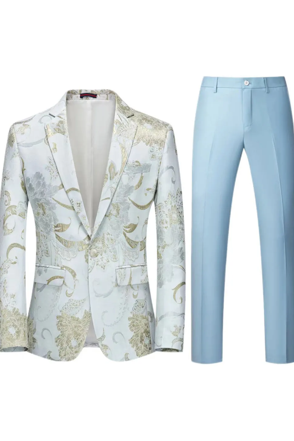 Rosa Claro Jacquard 2 Peças Notched Lapela Homens Prom Suits