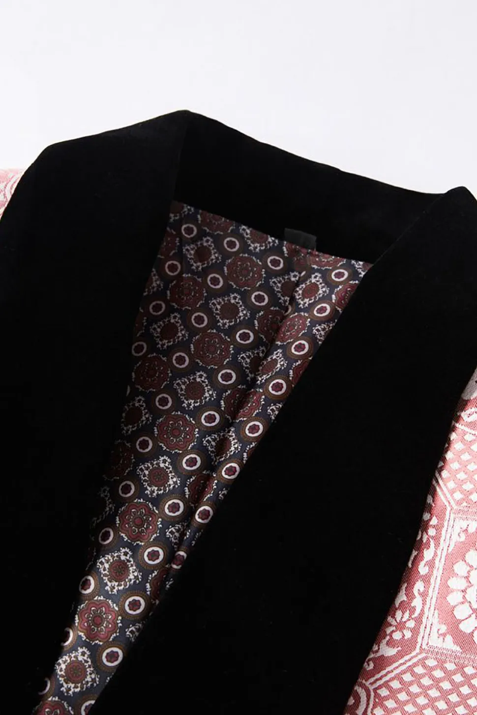 Rosa Claro Jacquard Lapela Shawl 2 Peças Terno Masculino