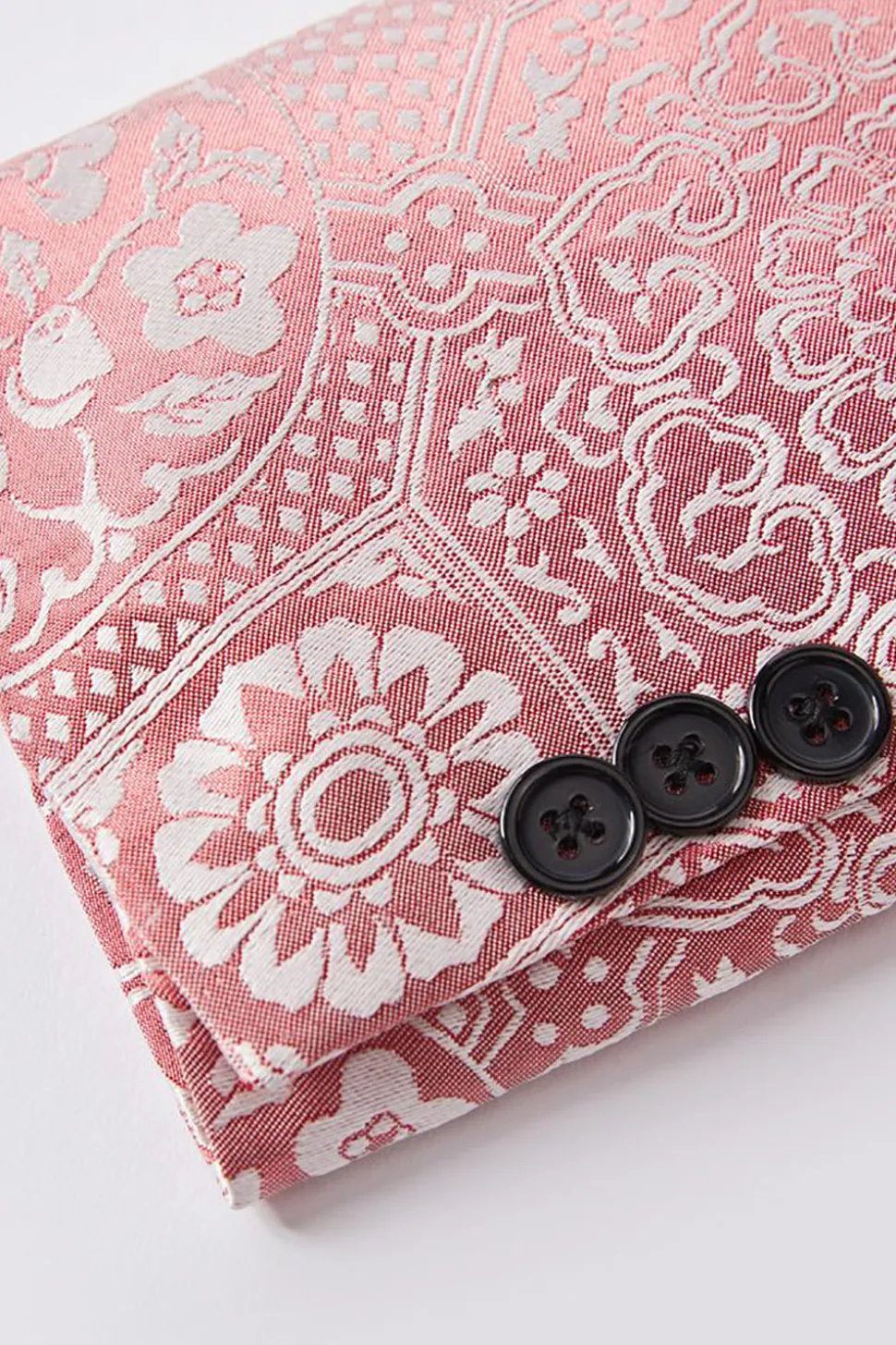 Rosa Claro Jacquard Lapela Shawl 2 Peças Terno Masculino
