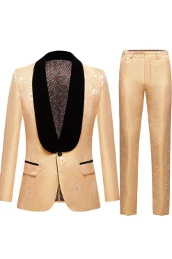 Rosa Claro Jacquard Lapela Shawl 2 Peças Terno Masculino