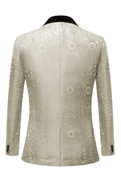 Rosa Claro Jacquard Lapela Shawl 2 Peças Terno Masculino