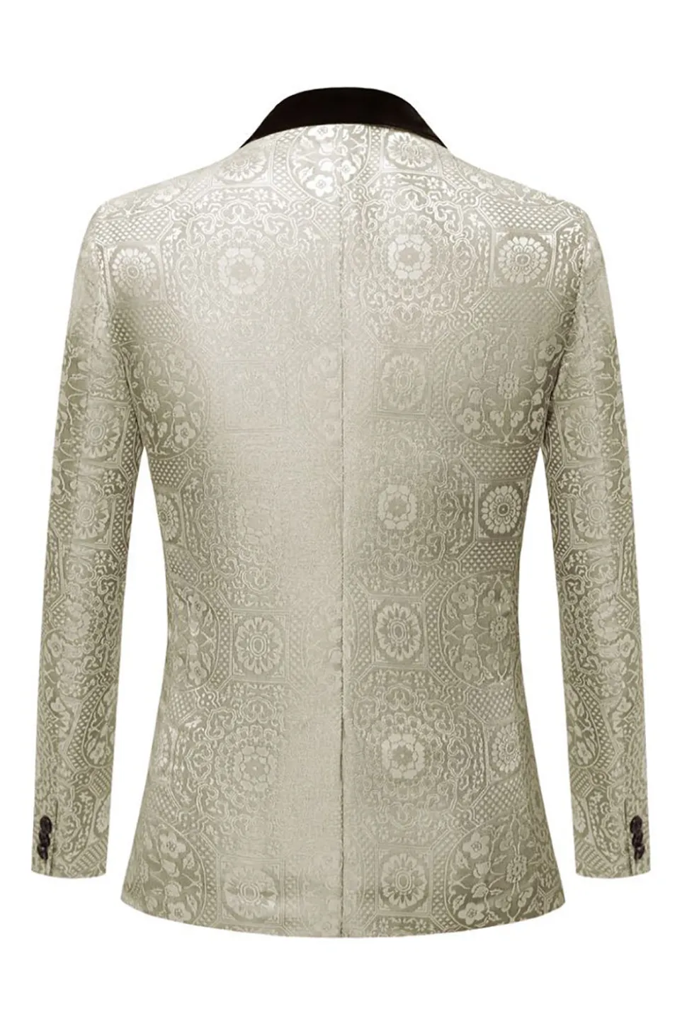 Rosa Claro Jacquard Lapela Shawl 2 Peças Terno Masculino