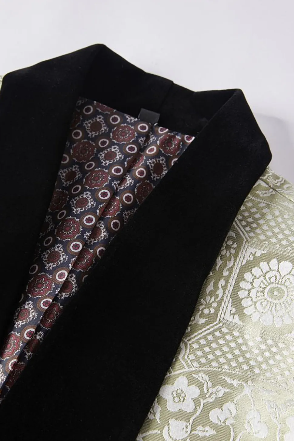 Rosa Claro Jacquard Lapela Shawl 2 Peças Terno Masculino