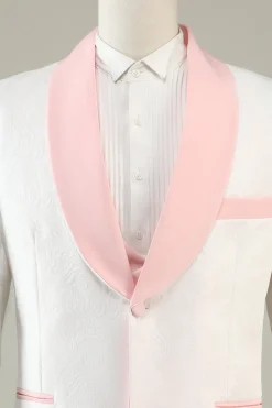 Rosa Claro Lapela Shawl 3 Peças Fato de Baile