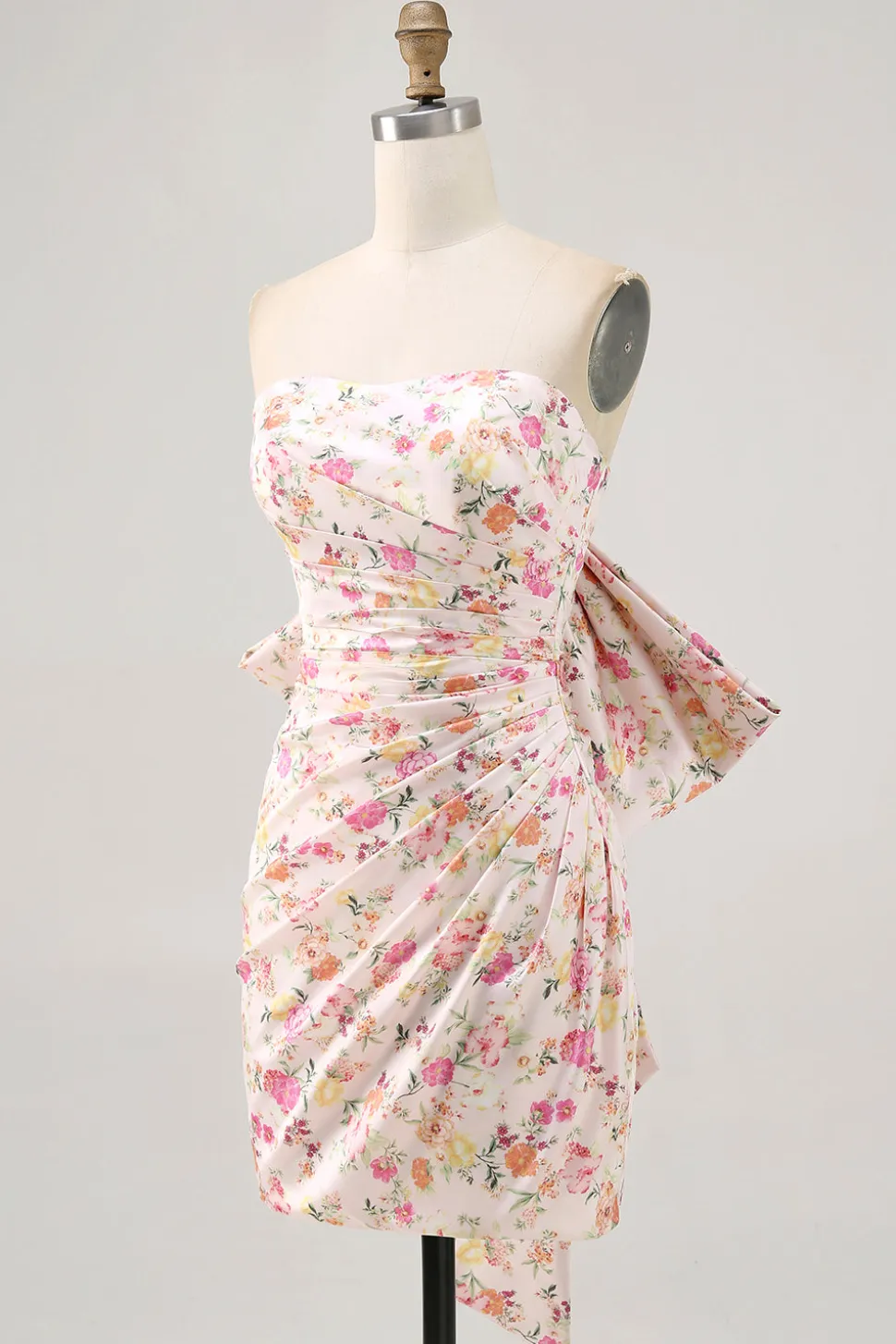 Rosa Direto Flores Bodycon Ruched Mini Vestido Cocktail