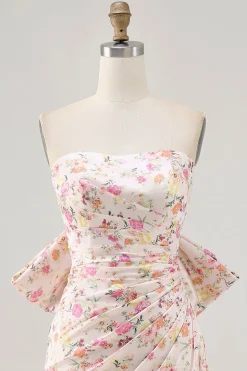 Rosa Direto Flores Bodycon Ruched Mini Vestido Cocktail