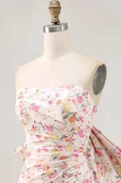 Rosa Direto Flores Bodycon Ruched Mini Vestido Cocktail