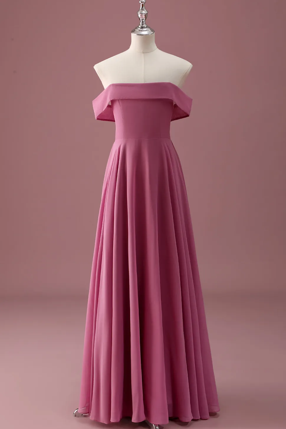 Rosa do Deserto Fora do Ombro Chiffon A Line Junior Bridesmaid Dress