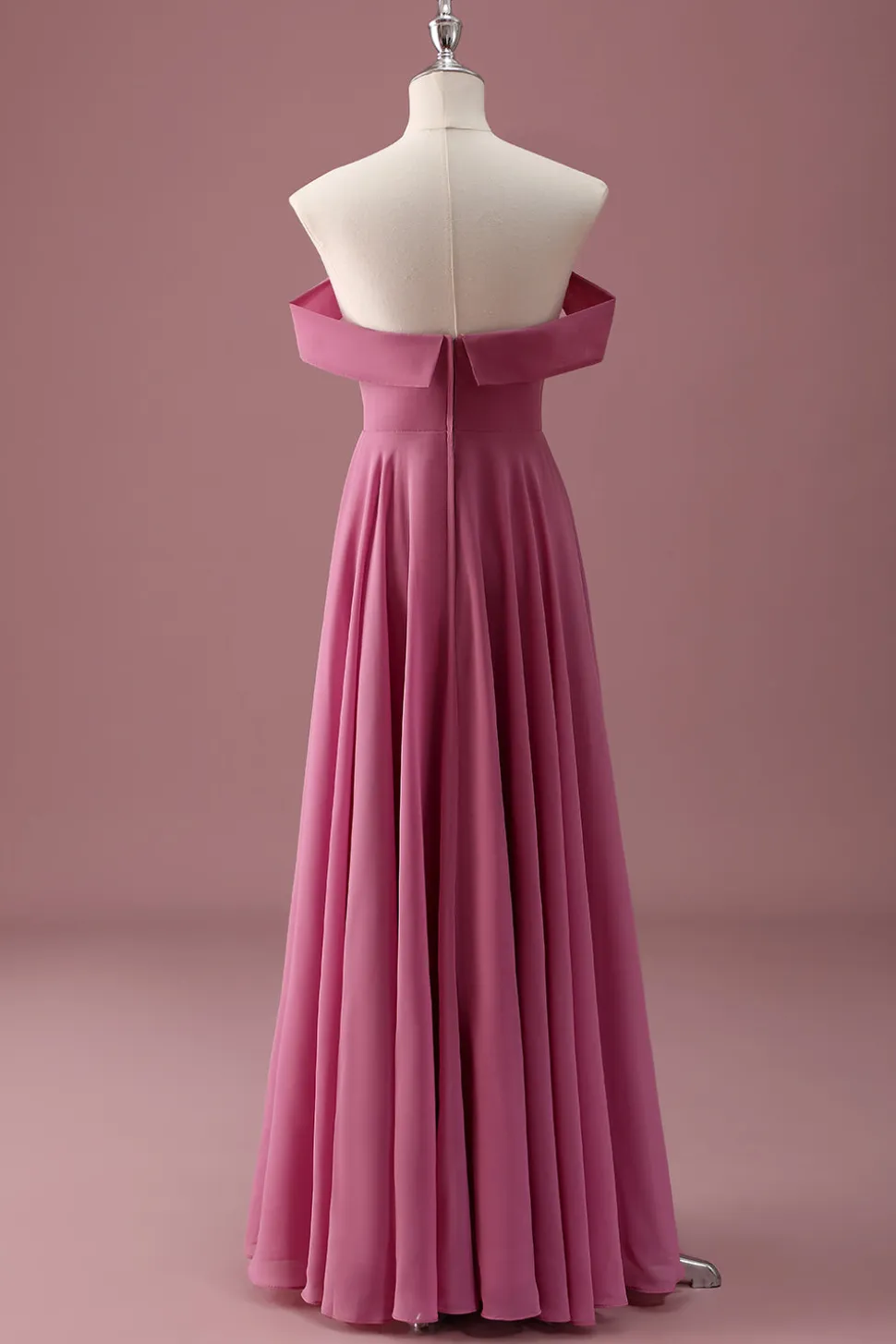Rosa do Deserto Fora do Ombro Chiffon A Line Junior Bridesmaid Dress