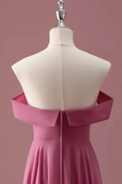 Rosa do Deserto Fora do Ombro Chiffon A Line Junior Bridesmaid Dress