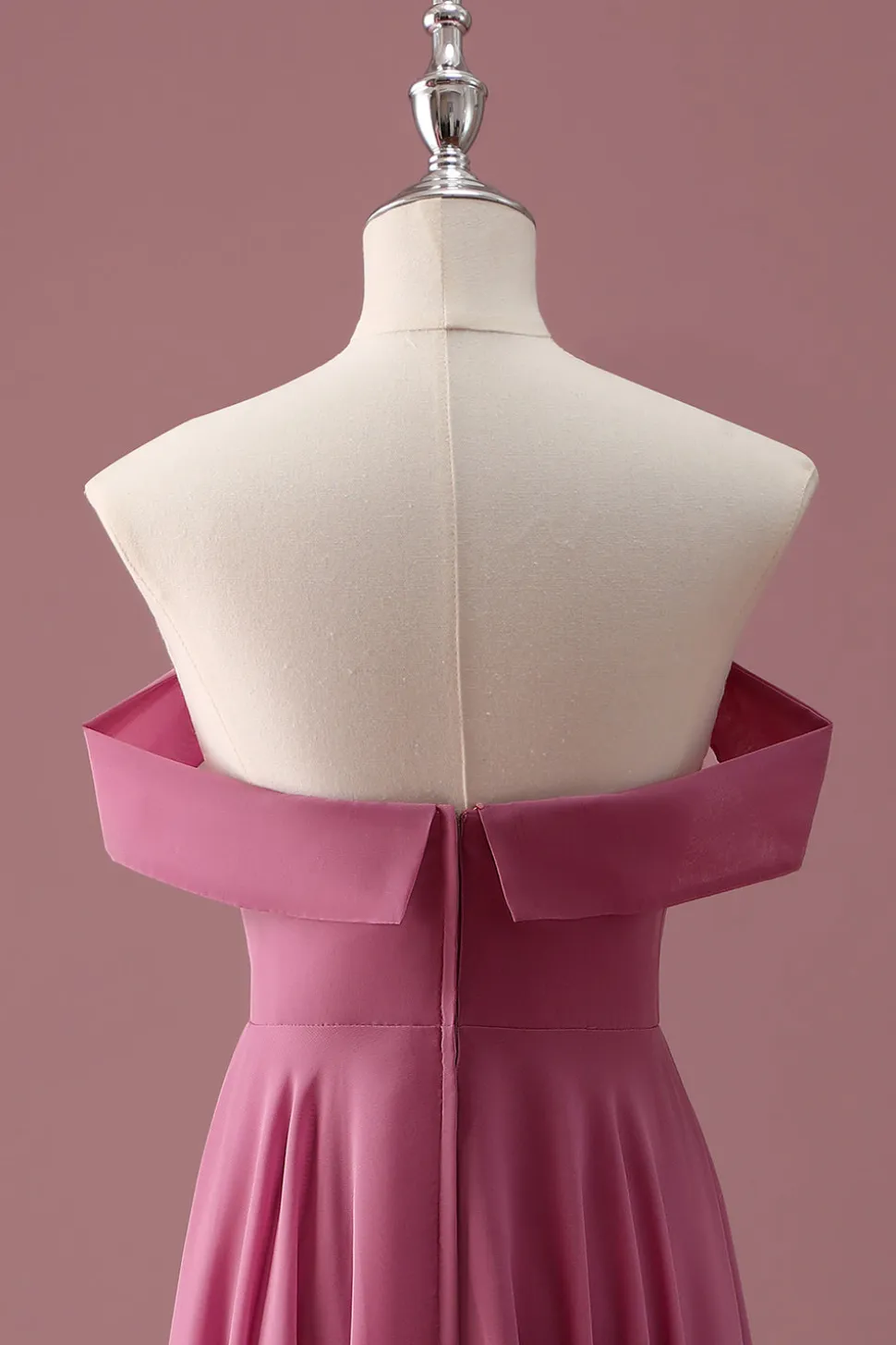Rosa do Deserto Fora do Ombro Chiffon A Line Junior Bridesmaid Dress
