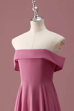 Rosa do Deserto Fora do Ombro Chiffon A Line Junior Bridesmaid Dress