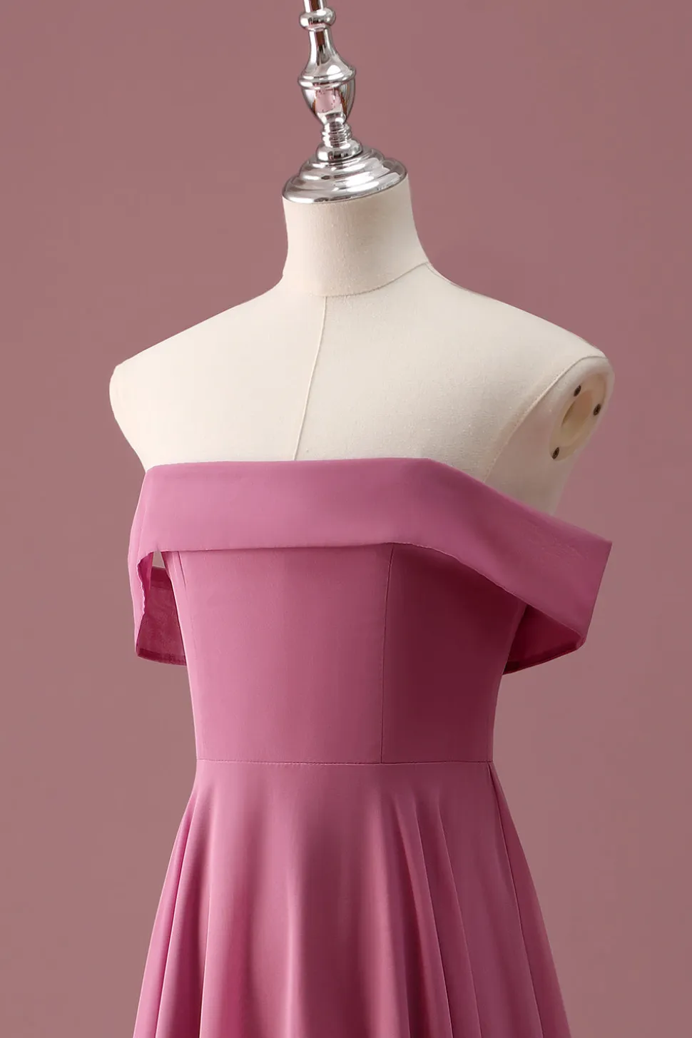 Rosa do Deserto Fora do Ombro Chiffon A Line Junior Bridesmaid Dress