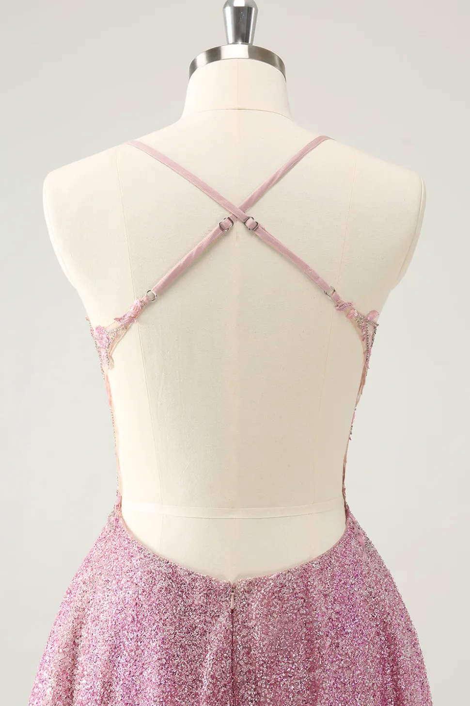 Rosa Escuro Uma Linha Brilhante Beading Appliques Corset Short Homecoming Dress
