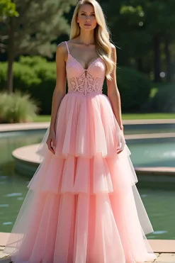 Rosa Esparguete Correia Uma Linha Long Appliqued Ruffled Prom Dress