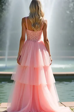 Rosa Esparguete Correia Uma Linha Long Appliqued Ruffled Prom Dress