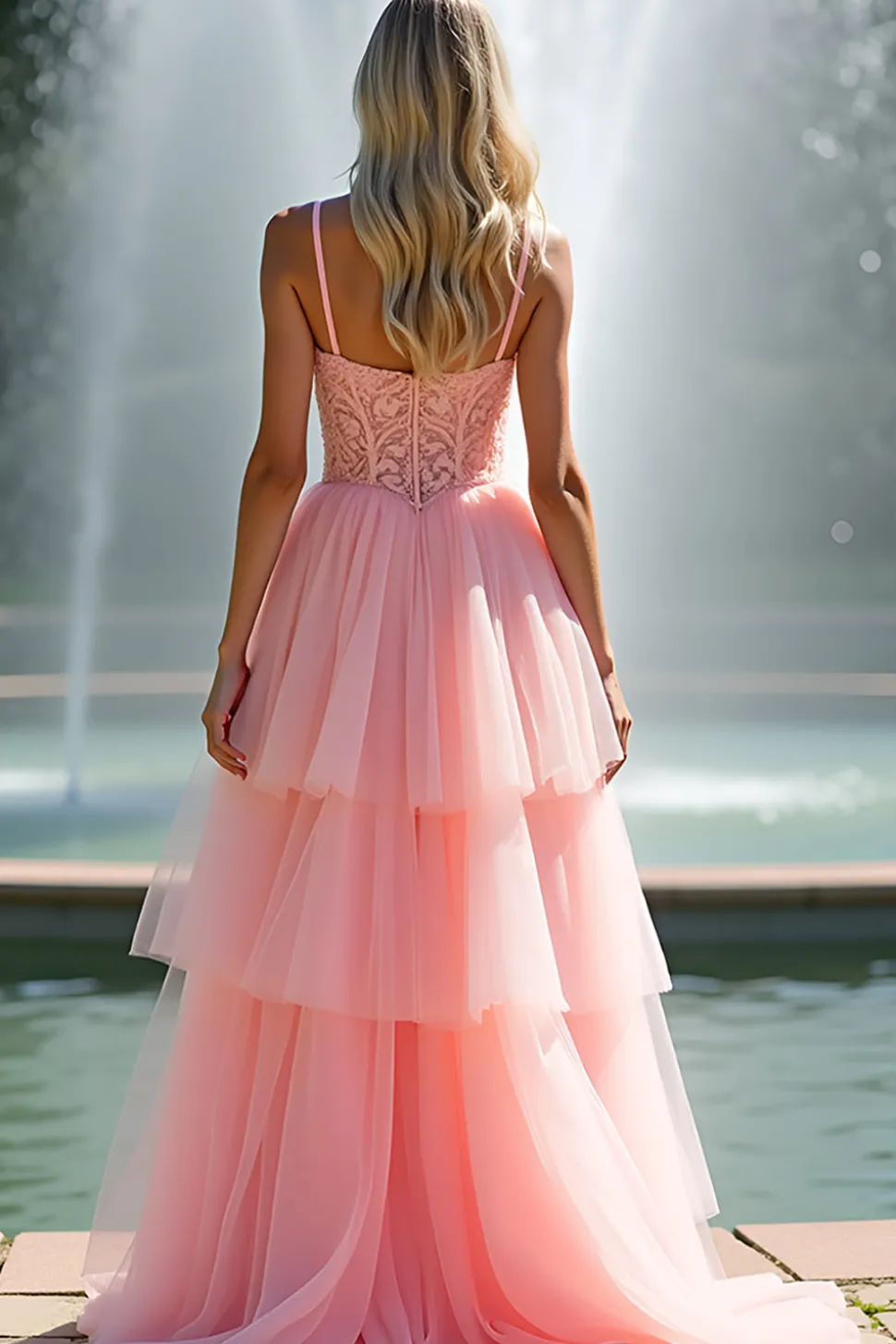 Rosa Esparguete Correia Uma Linha Long Appliqued Ruffled Prom Dress