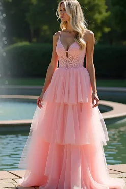 Rosa Esparguete Correia Uma Linha Long Appliqued Ruffled Prom Dress