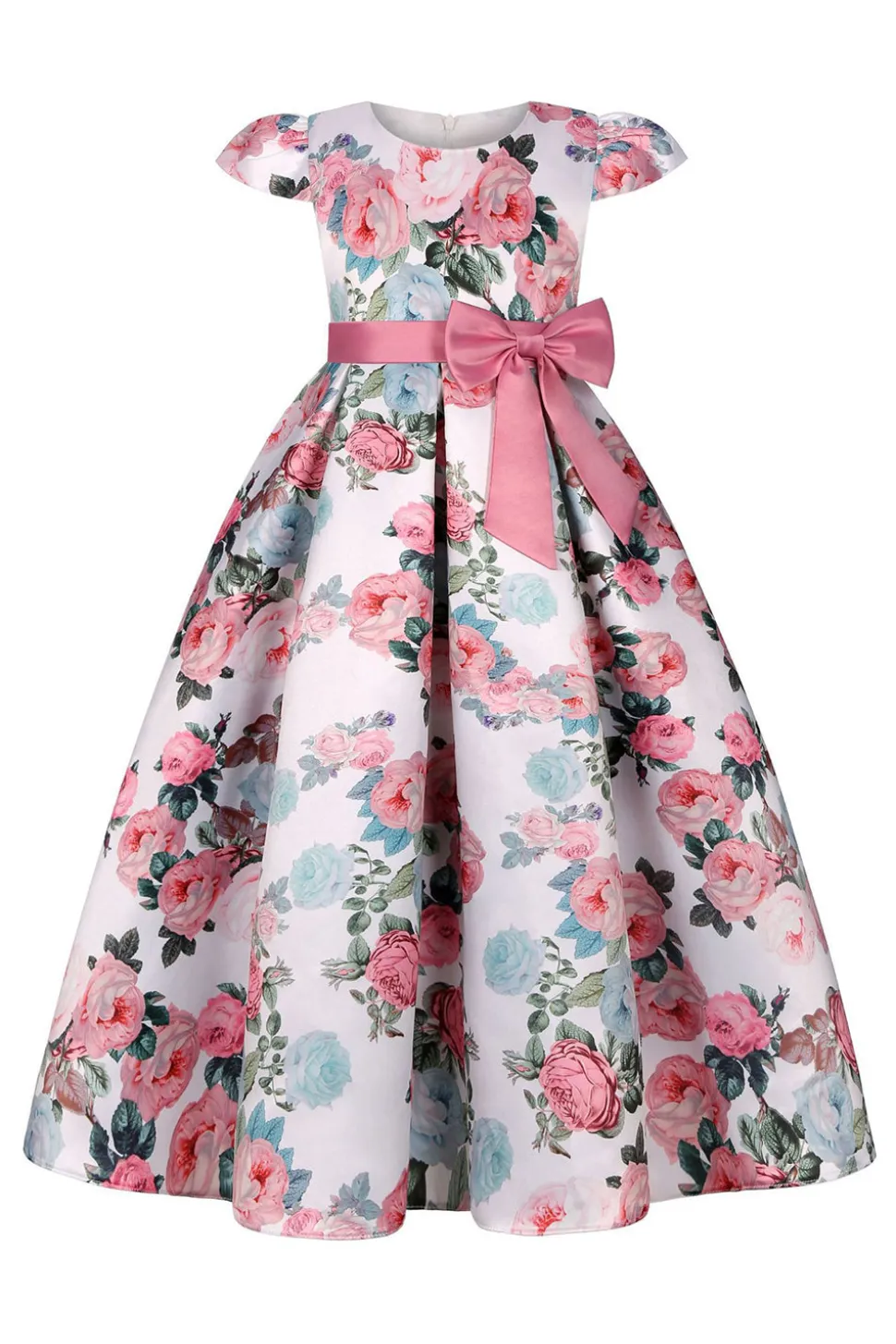 Rosa Estampado Floral Vestido de Meninas