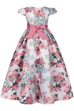 Rosa Estampado Floral Vestido de Meninas