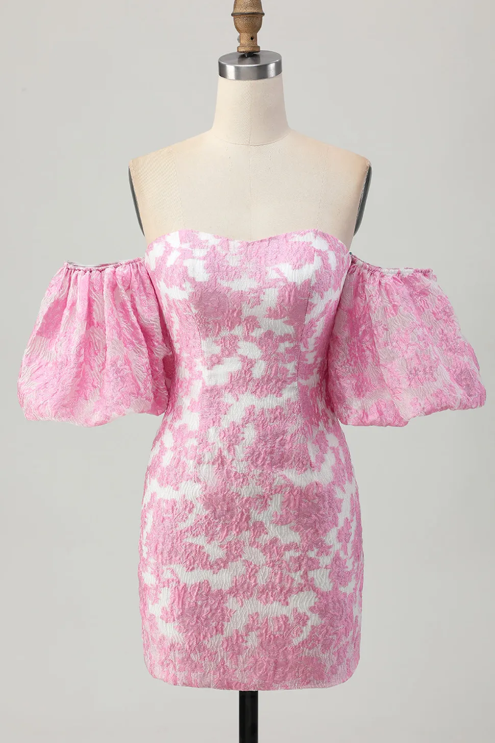 Rosa Floral Fora do Ombro Homecoming Dress com mangas destacáveis