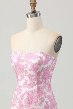 Rosa Floral Fora do Ombro Homecoming Dress com mangas destacáveis