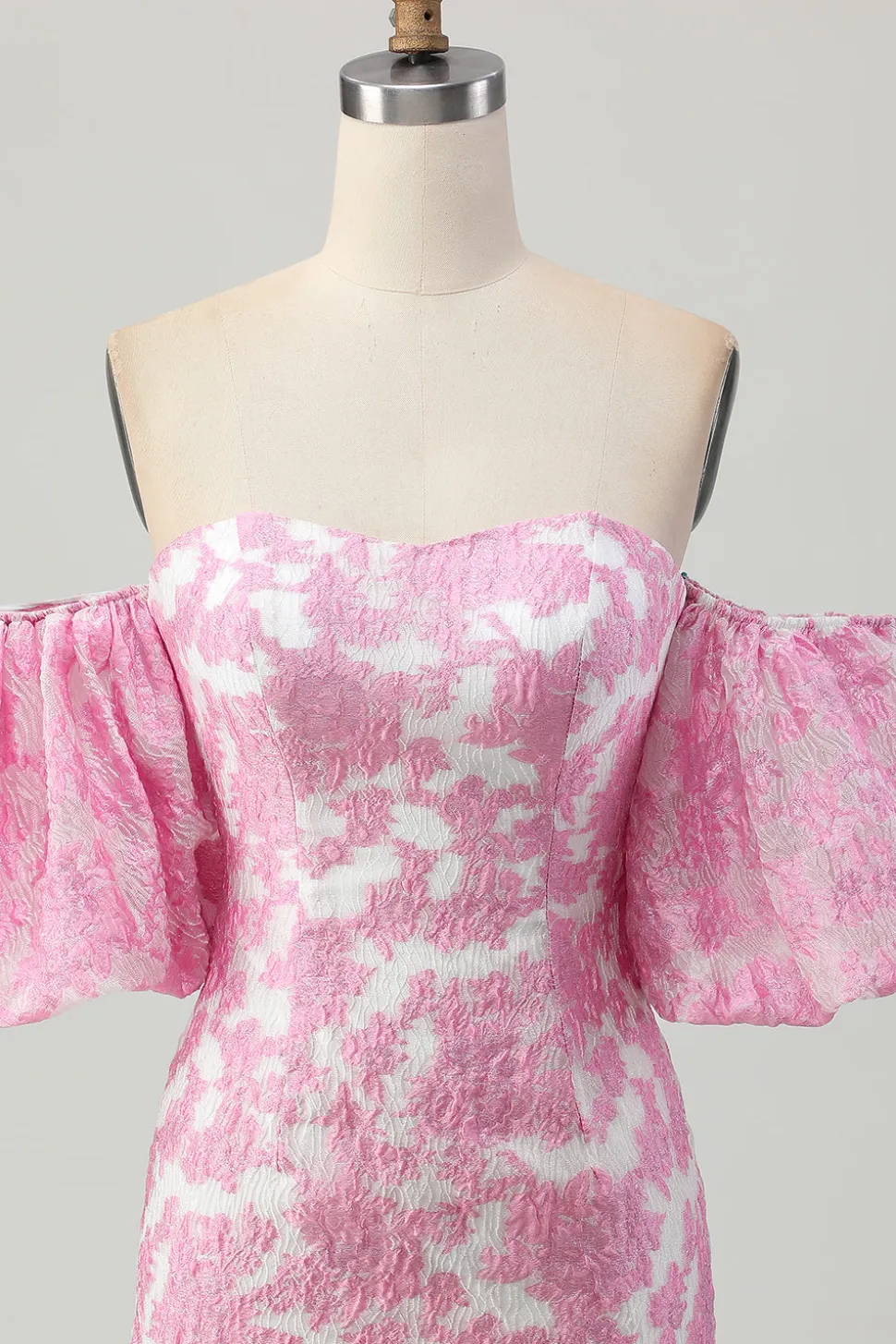 Rosa Floral Fora do Ombro Homecoming Dress com mangas destacáveis