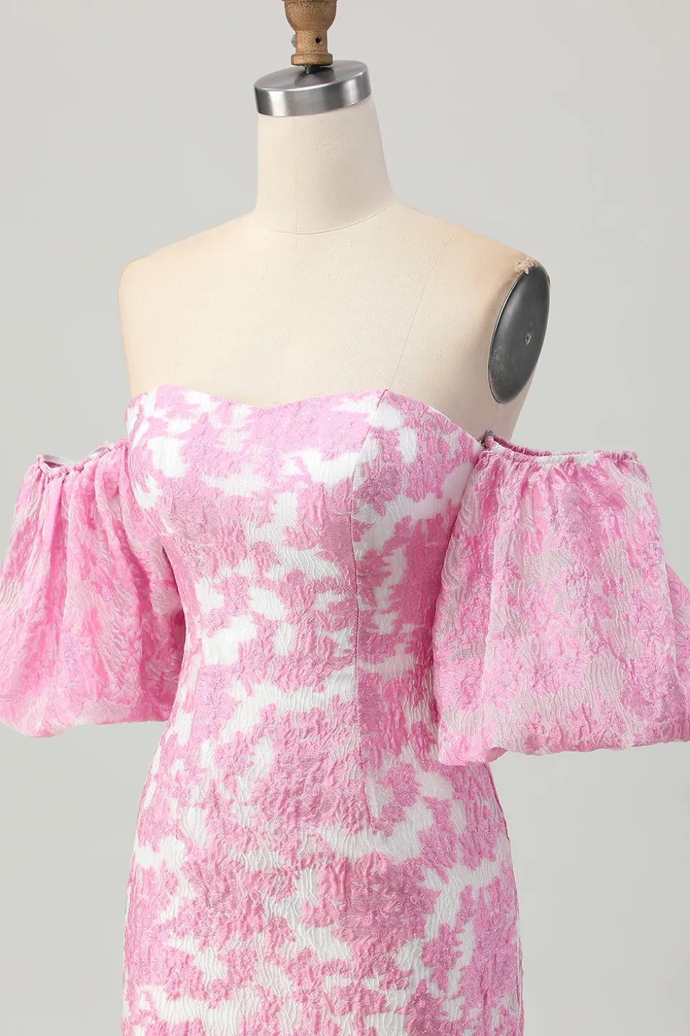 Rosa Floral Fora do Ombro Homecoming Dress com mangas destacáveis