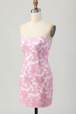 Rosa Floral Fora do Ombro Homecoming Dress com mangas destacáveis