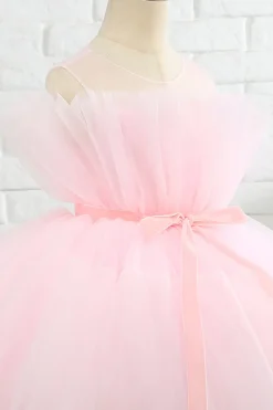 Rosa high low flower girl vestido